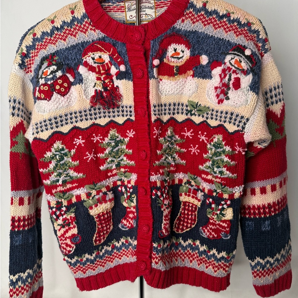 Festive Vintage Holiday Sweater Cardigan